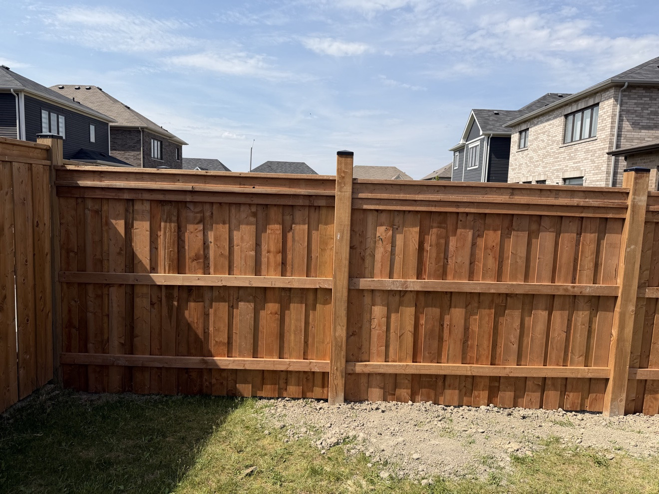 Backyard wood privacy fence